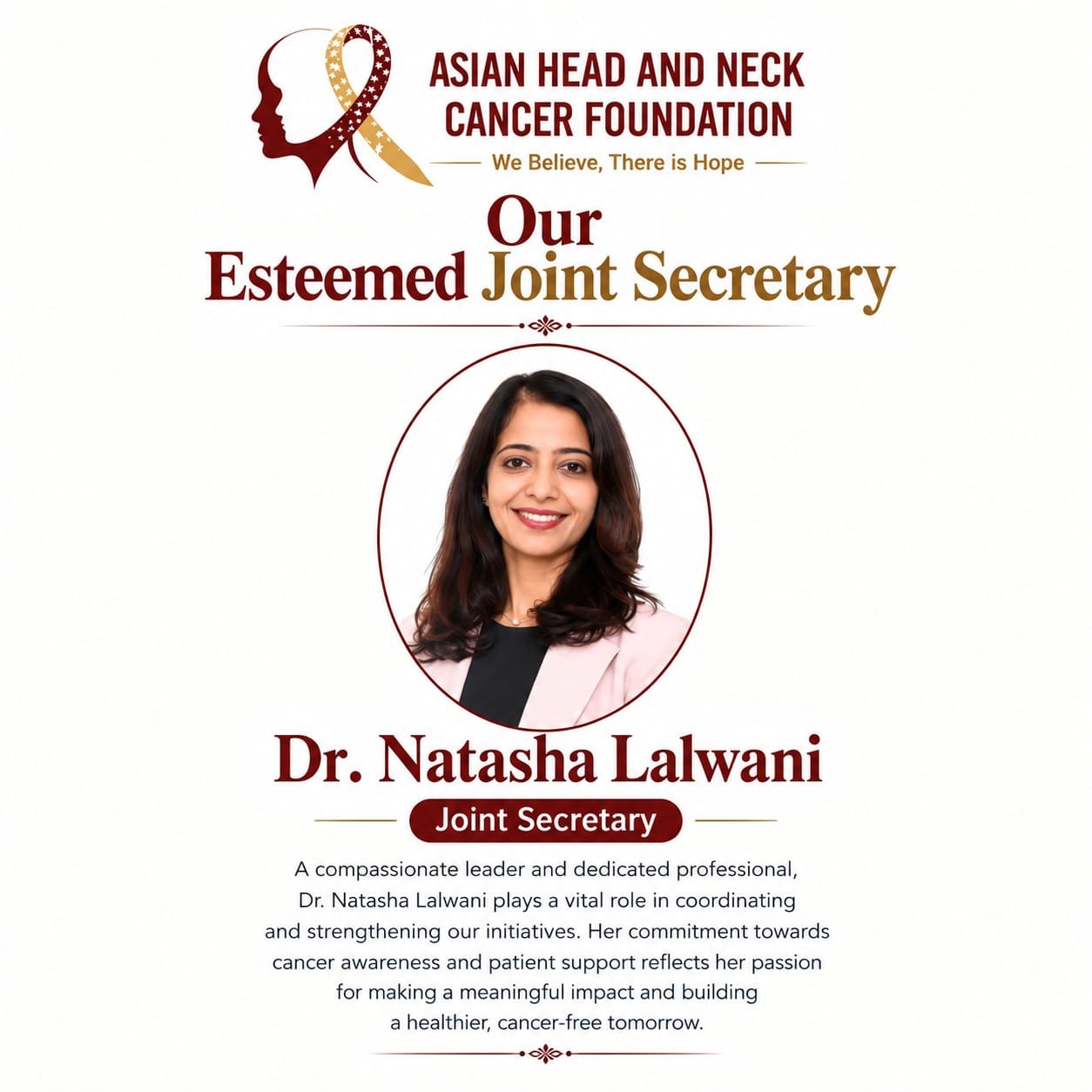 Dr. Natasha Lalwani - Joint Secretary